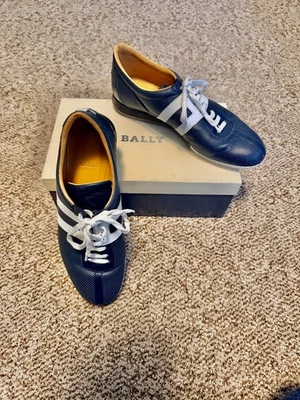 Bally Free Sneakers Navy Perforated Leather Womens Size US 9 M - Image 1 of 4