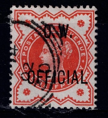 GB Queen Victoria Stamp 1896/02 SgO31 1/2d Vermillin Used OW Official Overprint - Image 1 of 2