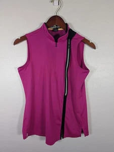 Jamie Sadock Shirt Womens Small Pink Sleeveless Mock Neck Golf Top Asym Zip - Picture 1 of 9