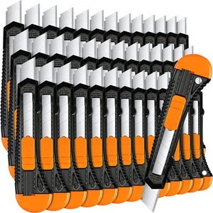 50 Pack Box Cutter Retractable Utility Knife 18mm Wide Blade Cardboard Cutter... - Picture 1 of 7