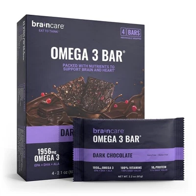 Omega 3 Barritas de Higo, Alternativa de Aceite de Pescado, Snack Proteico Sin Gluten de Chocolate Negro Foto 1 de 4