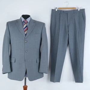 Mens Grey Suit 44S US Size Trousers W36 L29 SUIT Wool 2 Piece - Picture 1 of 20
