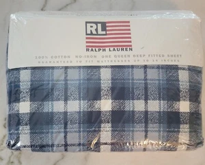 NOS - Vintage Polo Ralph Lauren Red & White Checked Queen Size Fitted Sheet #672 - Picture 1 of 3