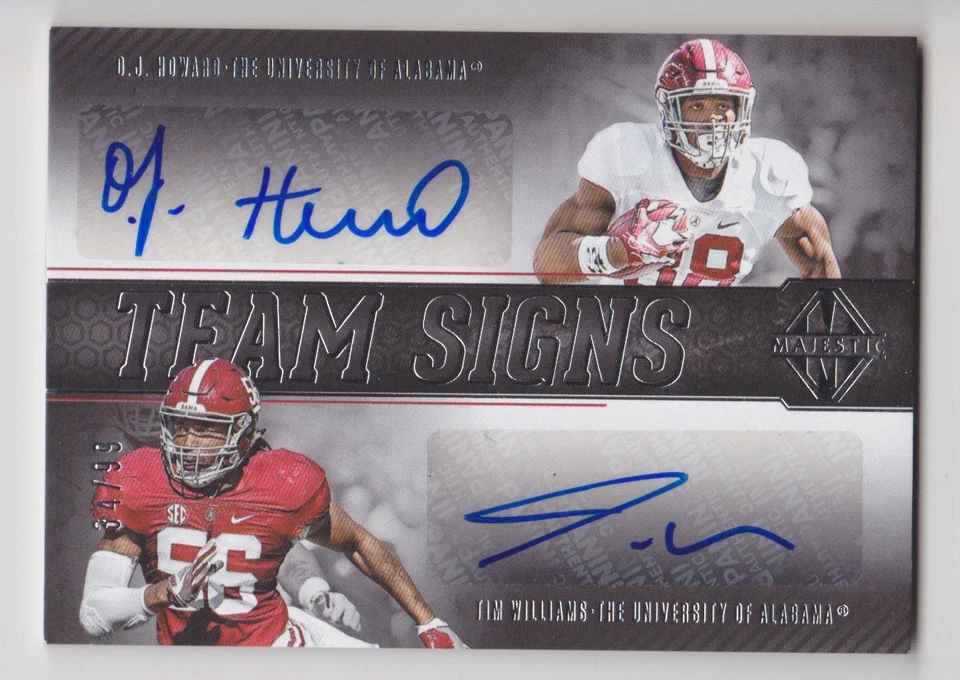 O.J. HOWARD TIM WILLIAMS 2017 Majestic Team Signs Rookie Auto #D /99 Alabama RC - Image 1 of 1