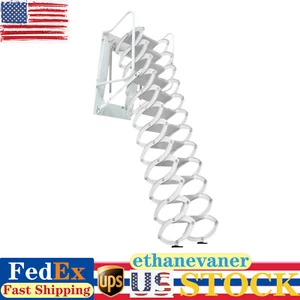 Wall Mounted Telescoping Loft Ladder Pull Down Folding Attic Stairs 12 Step - Picture 1 of 15