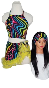 Caribbean Adult Medium Dance Costume Halter Top, Ruffled Skirt, Turbin & Undies - Picture 1 of 7