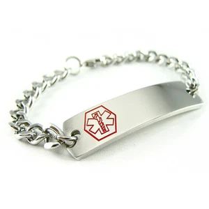 MyIDDr - Pregrabado - COMPAZINE ALERGY Pulsera de identificación de alerta médica, cadena de bordillo - Imagen 1 de 4