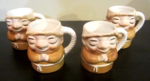 Lot of Four Vintage Monk Themed Miniature Ceramic Mugs - Imagen 1 de 6