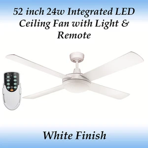 Rotor 52 inch LED White Ceiling Fan with 24 Watt LED Cool White Light & Remote - Picture 1 of 4