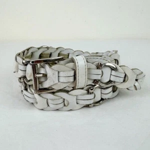 Maximo Vintage Braided White Leather Belt - Picture 1 of 7