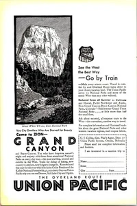 Anuncio impreso Union Pacific 1930 de colección efímero arte de pared decoración Gran Cañón - Imagen 1 de 1