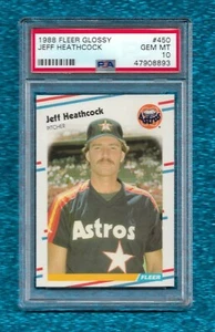 1988 FLEER GLOSSY #450 JEFF HEATHCOCK PSA 10 GEM MINT POP 1 HOUSTON ASTROS - Picture 1 of 1