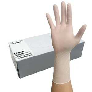 NITRIL | Strapazierfähig | Handschuhe | 12" Länge | 4,5mil | Weiß | 50 Stück | SCHNELLER VERSAND - Bild 1 von 16