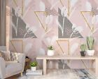 3D Geometric Floral Pattern Pink Self-adhesive Removeable Wallpaper Wall Mural1