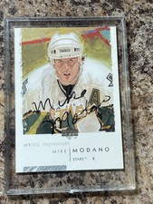 MIKE MODANO 2002-03 UPPER DECK ARTISTIC IMPRESSIONS #30 Live Autograph