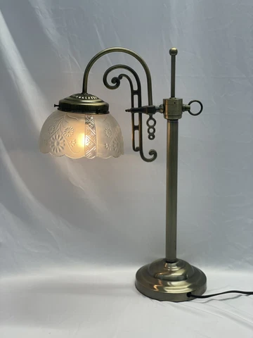 Art Nouveau Edwardian Desk lamp  Light glass shade art deco swoop neck 3.5" ftr Cover