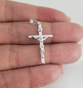 Massiver 925 Sterling Silber kleiner Jesus Christus Kruzifix Anhänger - Bild 1 von 2