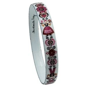 Vintage MICHAELA FREY Bangle Bracelet Enamel Austria Deco Floral SIGNED RARE - Picture 1 of 10