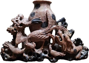 Ancient Chinese Natural Jade Dragon and Fire Bird Incense Burner - Picture 1 of 6