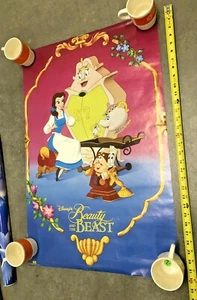 Póster de Disney La Bella y la Bestia OSP década de 1990 retro 32x21 - Imagen 1 de 12