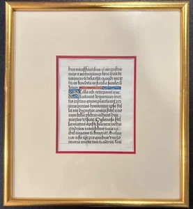 Genuine 15th Century illuminated French Book of Hours manuscript leaf on vellum - Picture 1 of 4