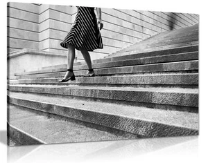 Walking Woman on Street Fashion Framed Canvas Print Wall Art Home Decor - Picture 1 of 6