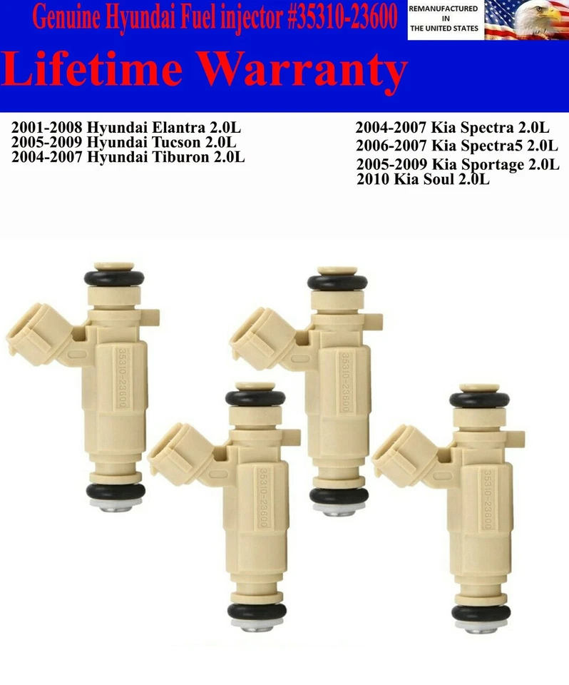 Inyector de combustible genuino Hyundai 4X para Kia Sportage 2005-2009 2,0 L 35310-23600 Foto 1 de 3