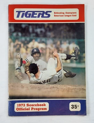 1973 Official Detroit Tigers vs Boston Red Sox Scorebook at Tiger Stadium - Image 1 of 4