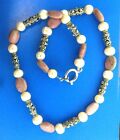 Pearl and Rhodonite Beaded Necklace 10mm 18"