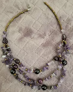 Collana donna 16" con perline viola ametista per artigianato - Foto 1 di 3