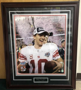 2007 Super Bowl XLII N.Y. Giants Team Autograph Framed Photo - Eli, Strahan - Picture 1 of 11