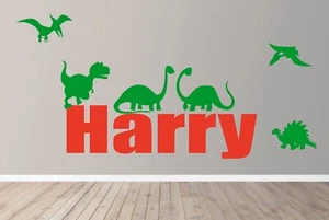Personalised Dinosaur Sticker Decal Stickers Dino Bedroom Boys Girls Childs Room - Picture 1 of 2