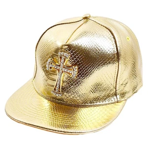 Hip Hop Hat Flat-Brimmed Rock Cap Adjustable Baseball Caps Men Women Cross-gold - Picture 1 of 7