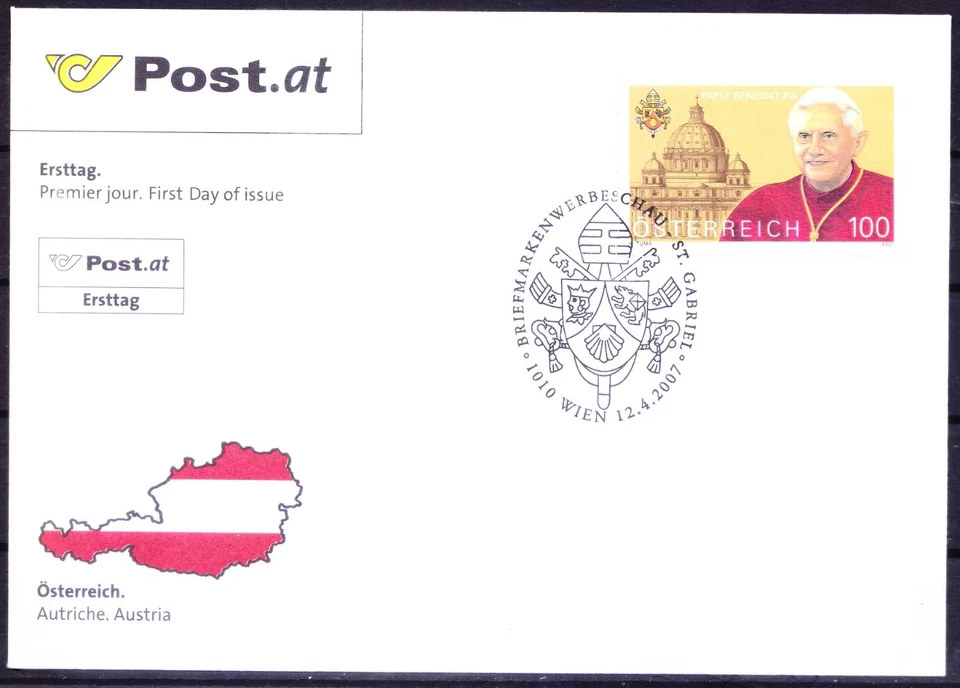 Austria 2007 FDC, 80th Birthday of Pope Benedikt, Churches, Cathedrals - Image 1 of 1