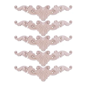5X Wood Geschnitzte Ecke Onlay Applique Frame Decor MöBel Unlackie8293 - Picture 1 of 9