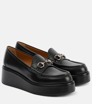 NUEVO Mocasines Gucci Clásicos de Cuña de Cuero Horsebit 794317 - Negros - 9 EE. UU. / 39 (O44) Foto 1 de 4
