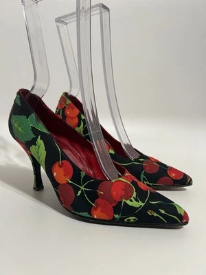 Tacones Moschino de Colección Estampado Cereza Negro 37.5 Foto 1 de 4