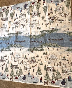 Winter Wonderland old Village Santa sleigh Christmas Holiday 48x54 tablecloth - Picture 1 of 9