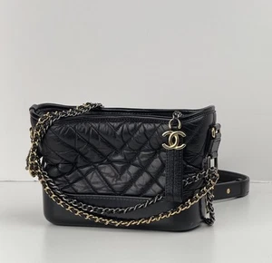 Chanel Gabrielle Aged Calfskin Quilted Small Hobo Black Shoulder Bag - Picture 1 of 11