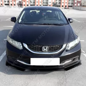 For 2013-2015 Honda Civic Sedan Painted Black Aero-Style Front Bumper Body Lip - Picture 1 of 5