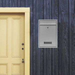 Stainless Steel Mail Letter Post Box Outdoor Wall Mounted Lockable Mailbox+2Keys - Picture 1 of 9