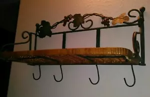 Mensola da parete in metallo e vimini * decorazione casa pesante e robusta * aspetto vintage invecchiato - Foto 1 di 10
