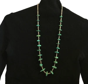 VINTAGE SANTO DOMINGO PUEBLO NECKLACE TURQUOISE HEISHI BEAD 78g NATIVE AMERICAN - Bild 1 von 24