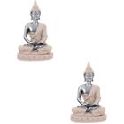 Set of 2 Sandstone Buddha Statue Decoration for Home