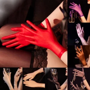Women Smooth Oil Short Gloves See Through Dancing Driving Ultrathin Mittens New - Picture 1 of 43