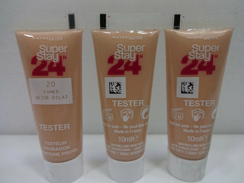 Maybelline Super stay 24h Foundation Sample Size Pack Of 12 x 10ml, 20 Cameo
