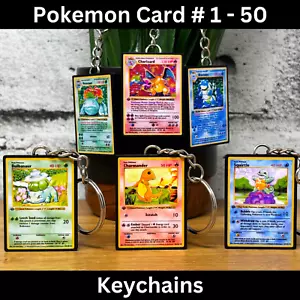 Pokemon Card Keychain (1-50), Mini TCG Trading, Base Set Jungle Fossil, Anime TV - Picture 1 of 10