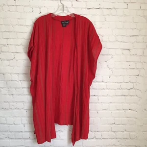 Cárdigan de kimono frontal abierto tejido Carole Little rojo vintage años 90 para mujer 24 W - Imagen 1 de 7
