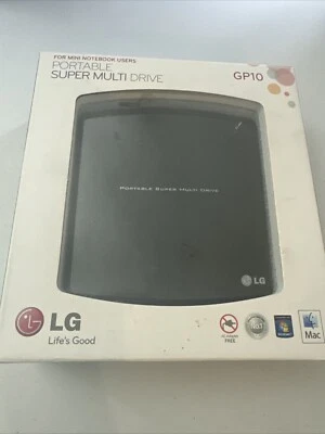 NEW LG GP10 Portable External Super Multi Drive 8X DVD+-RW CD-R PC Mac USB 2.0 - Image 1 of 2