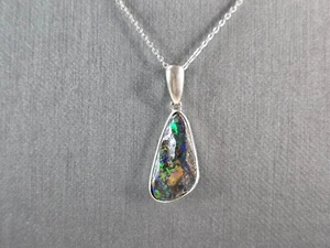 Damen Vintage Nachlass Sterling Silber Opal Anhänger mit Halskette 3,9 g E3330 - Bild 1 von 4